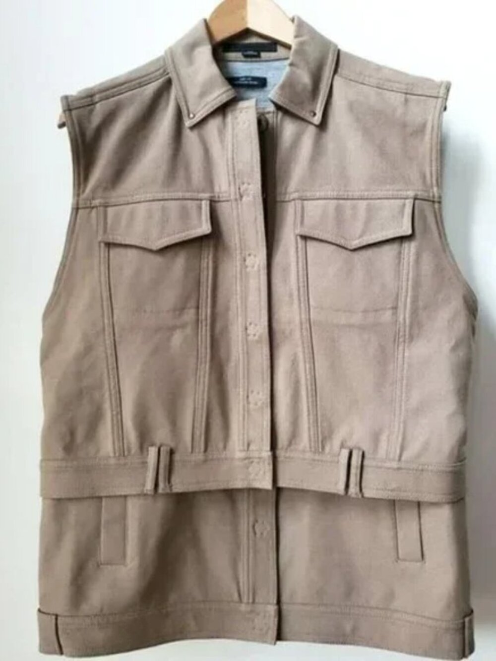 Runway Alexander Wang Long British Khaki Heavy Canvas Vest Jacket Wool Lined 6